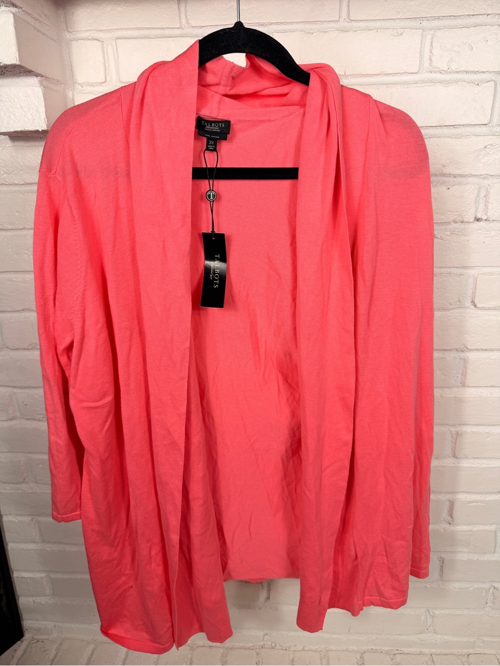 NWT Talbots Woman Petites 2XP Pink Pima Cotton Open Front Cardigan Sweater